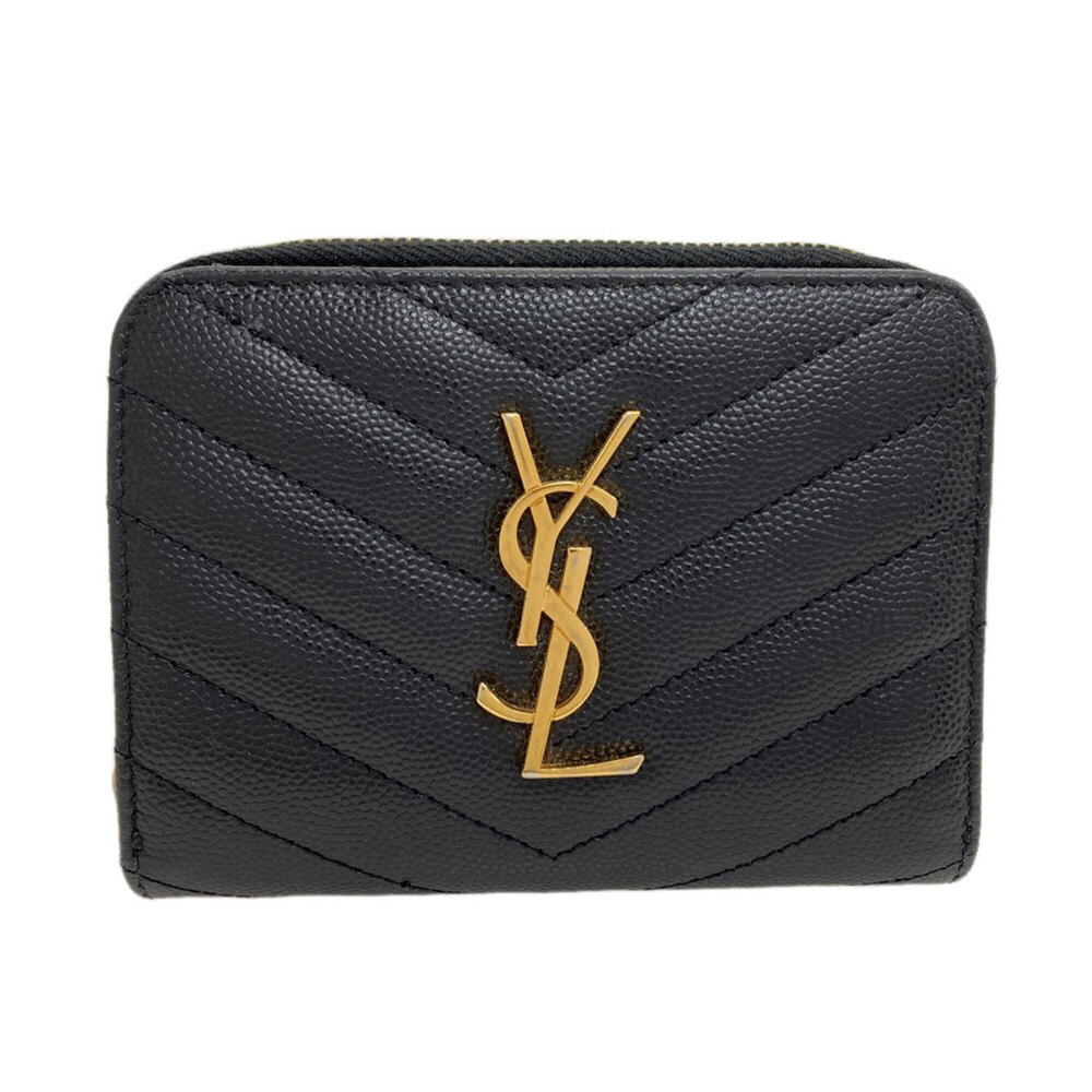 Yves Saint Laurent Cassandra Stitch Bi-fold Wallet (with coin purse) Leather ...